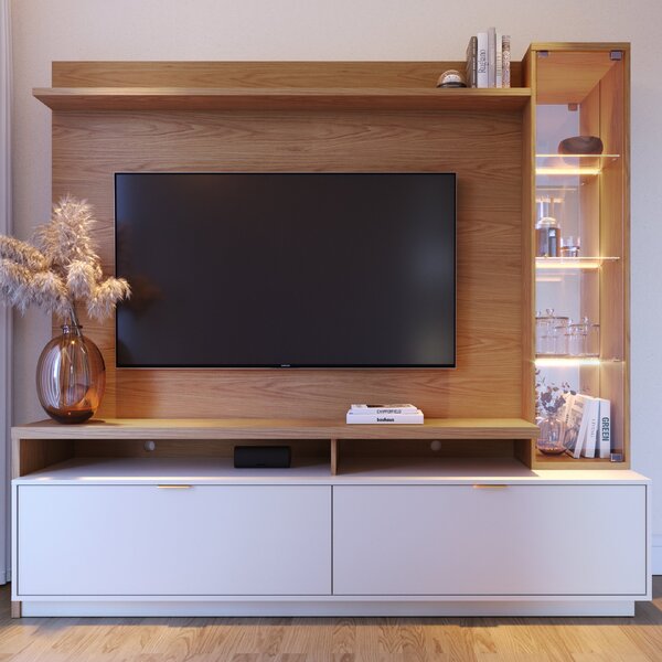 Estante Home Para Tv Até 70 Polegadas Com Led E Cristaleira A