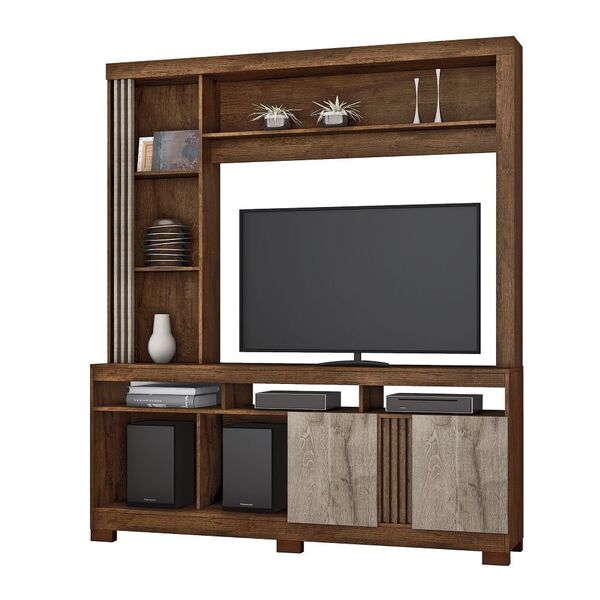 Estante Home Poesia Tv Até 50 Polegadas Jcm Móveis Cacau/grig