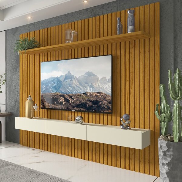 Estante Home Ripada Para Tv Até 85 Polegadas 3 Gavetas Nobre