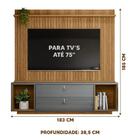 Estante Home Ripado Tv Até 75 Polegadas Freijó Cinza Peroliza