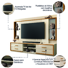 Estante Home Theater Com Espelho E Vidro Para Tv Até 75 Poleg