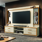 Estante Home Theater Com Espelho E Vidro Para Tv Até 75 Poleg