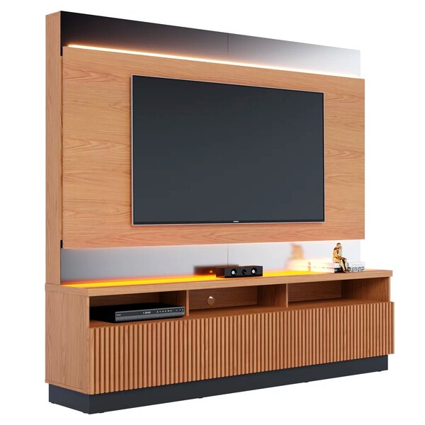 Estante Home Theater Com Led Para Tv Até 70 Pol. 3 Portas Mar