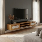 Estante Home Theater De Parede Suspenso Chique Duas Gavetas N