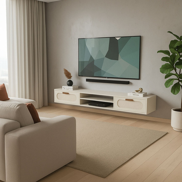 Estante Home Theater De Parede Suspenso Chique Duas Gavetas O