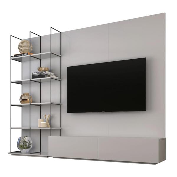 Estante Home Theater Helsinque Univ 240 Cm Laca Cinza Claro O