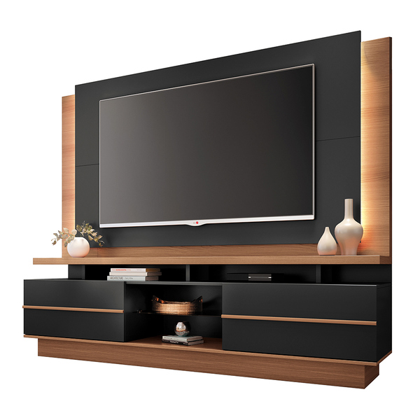 Estante Home Theater Para Tv Até 70'' Kurt Preto / Nature G26