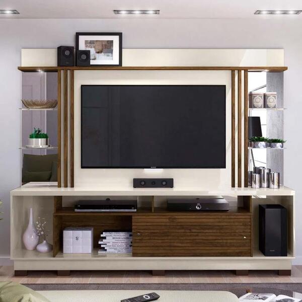 Estante Home Theater Para Tv De 55" Off White Savana