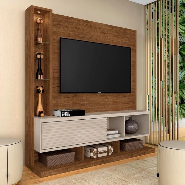 Estante Home Tunísia Com Bancada Led Freijó/off Whi - Móveis