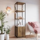 Estante Industrial 1 Porta 180cmx47cm Steel Wood Preto/noce O