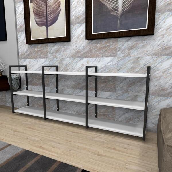 Estante Industrial Aço Preto 180x30x68cm Branco Ind35best