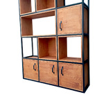 Estante Industrial Com Nichos - Ferro Em Preto E Madeira Maci