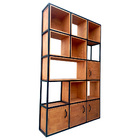 Estante Industrial Com Nichos - Ferro Em Preto E Madeira Maci