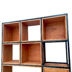 Estante Industrial Com Nichos - Ferro Em Preto E Madeira Maci