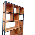 Estante Industrial Com Nichos - Ferro Em Preto E Madeira Maci