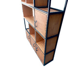 Estante Industrial Com Nichos - Ferro Em Preto E Madeira Maci