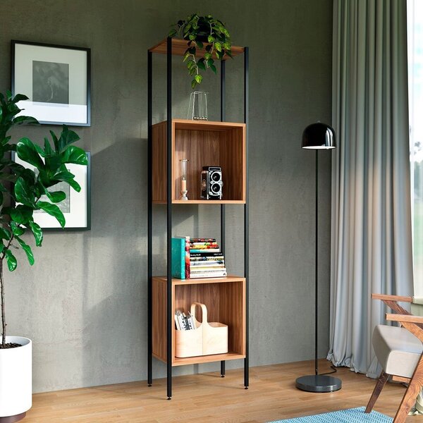 Estante Industrial Com Nichos Salve 2 Com 60cm Freijó/preto