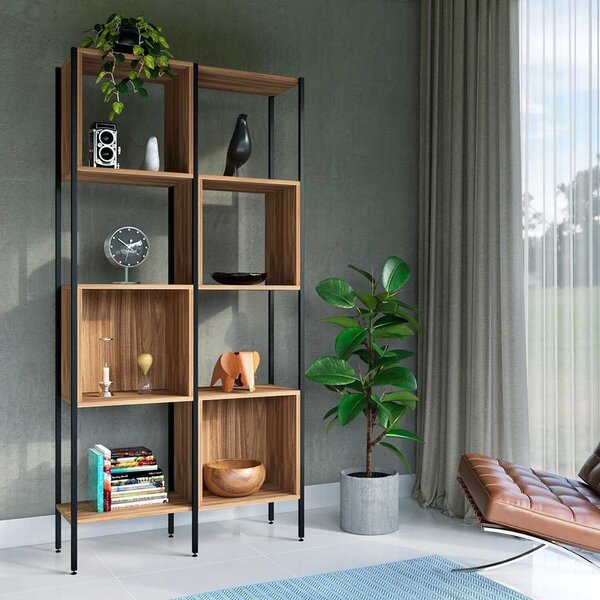 Estante Industrial Com Nichos Salve 4 Com 98 Cm Madeira Louro