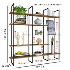 Estante Industrial De Parede Urban 3 Com 200 Cm Madeira Louro