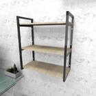 Estante Industrial Escritório Aço Preto 60x30x68cm Amad. Clar