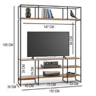 Estante Industrial Lisse Tv Em Aço E Madeira Com 150cm Freijó