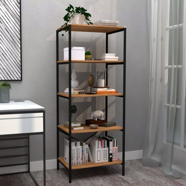 Estante Industrial Multiuso 5 Prateleiras De Ferro Preto E Ma