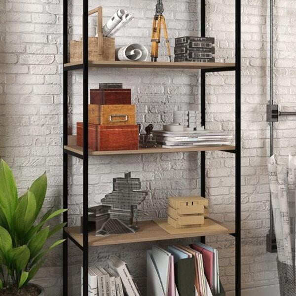 Estante Industrial Organizar 190x80cm 5 Prateleiras Madeira