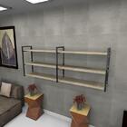 Estante Industrial Sala Aço Preto 180x30x68cm Amad. Claro Ind