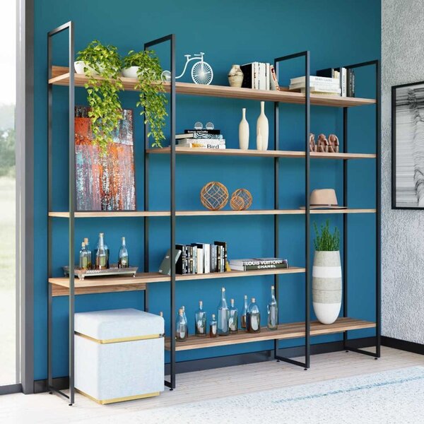 Estante Industrial Urban 4 Com 240 Cm Freijó/preto