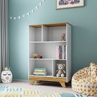 Estante Infantil 5 Nichos 100% Mdf Retrô Branco Brilho/amêndoa