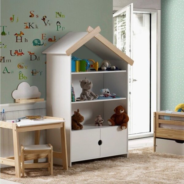 Estante Infantil Casinha 2 Portas E 3 Nichos Casatema Madeira