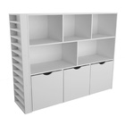 Estante Infantil Com Baús Brancos E Porta  Carrinhos Ada  100