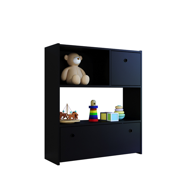 Estante Infantil Organizadora Com Nichos E 02 Gavetas Preto -