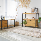 Estante Laguna 3 Prateleiras 120cm Em Madeira - Preto E Mel