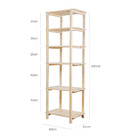 Estante Laguna Em Madeira 6 Prateleiras 60cm - Natural