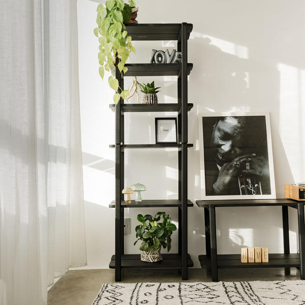 Estante Laguna Em Madeira 6 Prateleiras 60cm - Preto