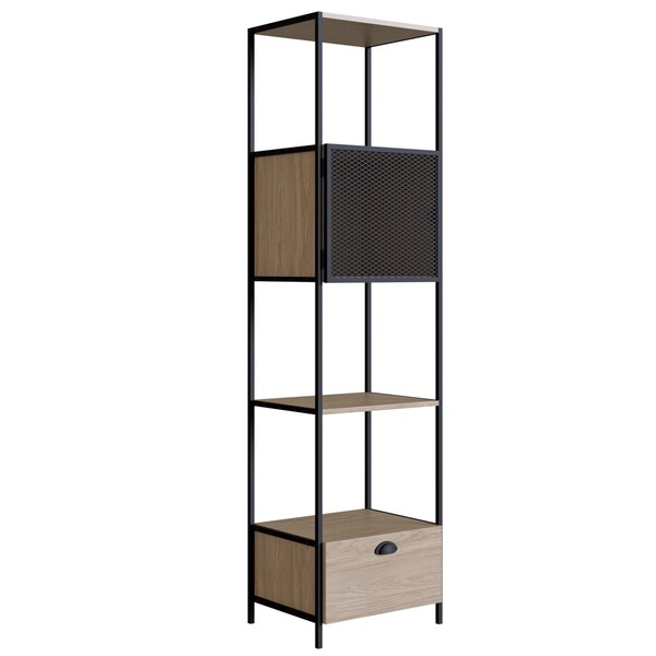 Estante Livreiro 1 Porta 1 Gaveta Estilo Industrial York Hano