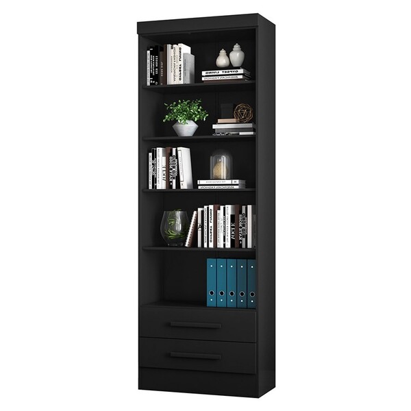 Estante Livreiro 2 Gavetas E 5 Prateleiras Fancy Q01 Preto Fo