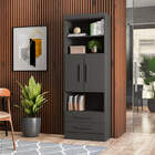 Estante Livreiro 2 Portas 2 Gavetas Chumbo Toq Qmovi