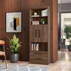 Estante Livreiro 2 Portas 2 Gavetas Ébano Toq Rústico Qmovi