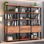 Estante Livreiro 2 Portas 2 Gavetas Estilo Industrial Chess F