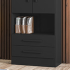 Estante Livreiro 2 Portas 2 Gavetas Preto Fosco Qmovi