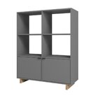 Estante Livreiro 2 Portas 4 Nichos Nomad Appunto Grafite/cast