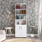 Estante Livreiro 2 Portas Pequenas 6 Prateleiras Office Branc