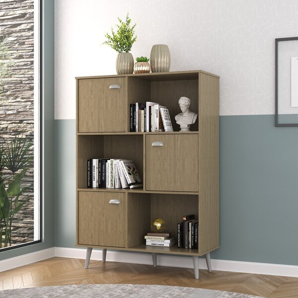 Estante Livreiro 3 Portas Hecol Móveis Avelã Tx/avelã Tx