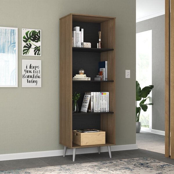 Estante Livreiro 4 Nichos Hecol Móveis Avelã Tx/ônix Tx