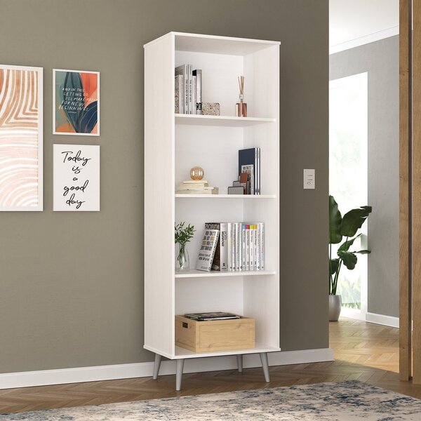 Estante Livreiro 4 Nichos Hecol Móveis Branco Tx