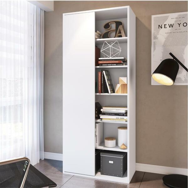 Estante Livreiro Com 1 Porta E 6 Nichos Branco