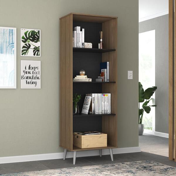 Estante Livreiro Com 4 Nichos - Avelã/onix