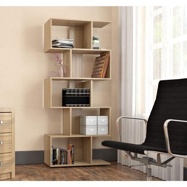 Estante Livreiro Com 5 Nichos Office Plus Appunto Castanho